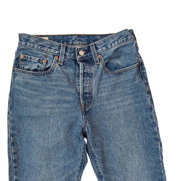 Levi's Premium Big E 501 Original Cropped Medium Wash Denim Jeans Women size 26 - Picture 7 of 9